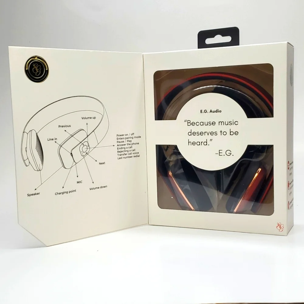 E.G. Audio Wireless Headset Noise Cancelling Hands Free Calling in Red